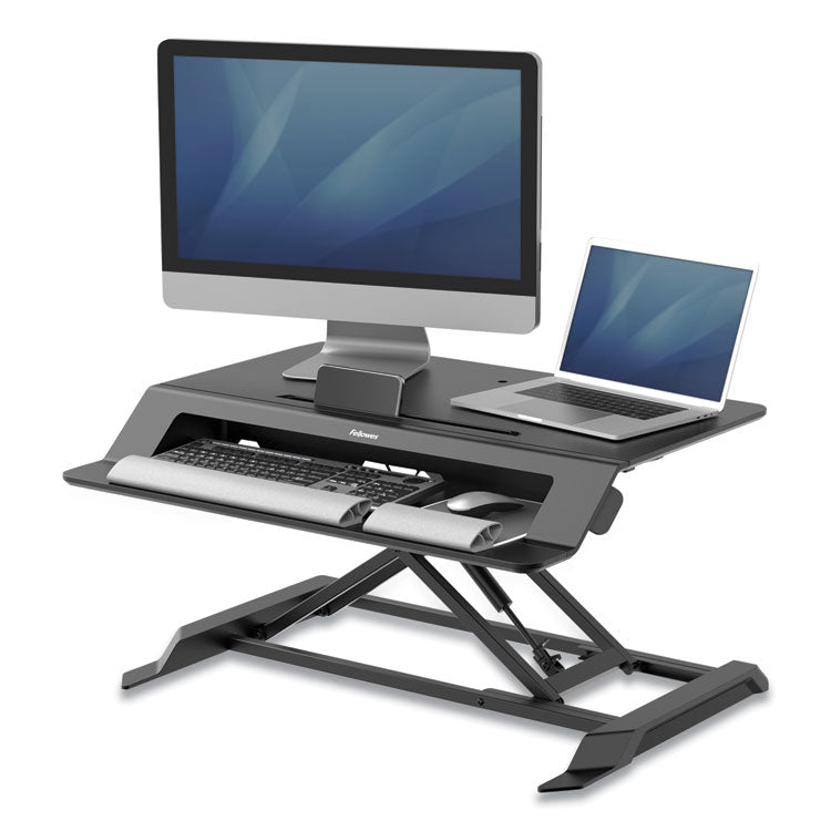 Lotus Lt Sit-Stand Workstation, 34.38" X 28.38" X 7.62", Black