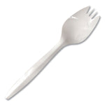 Individually Wrapped Mediumweight Cutlery, Spork, Plastic, White, 1,000/Carton