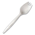 Individually Wrapped Mediumweight Cutlery, Spork, Plastic, White, 1,000/Carton