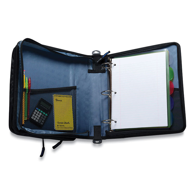 Universal Zipper Binder, 3 Rings, 2" Capacity, 11 X 8.5, Blue/gray Accents