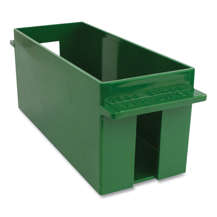 Extra-Capacity Coin Tray, Dimes, 1 Compartment, Denomination And Capacity Etched On Side, 10.5 X 4.75 X 5, Plastic, Green
