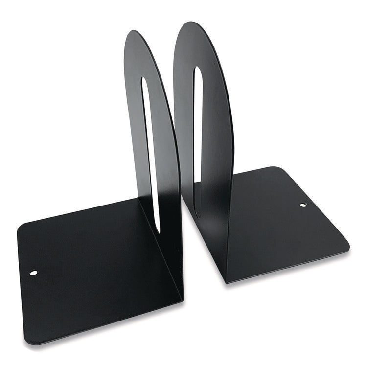 Steel Bookends, Fashion Style, Nonskid, 5.5 x 4.75 x 7.25, Black, 1 Pair