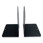 Steel Bookends, Fashion Style, Nonskid, 5.5 x 4.75 x 7.25, Black, 1 Pair