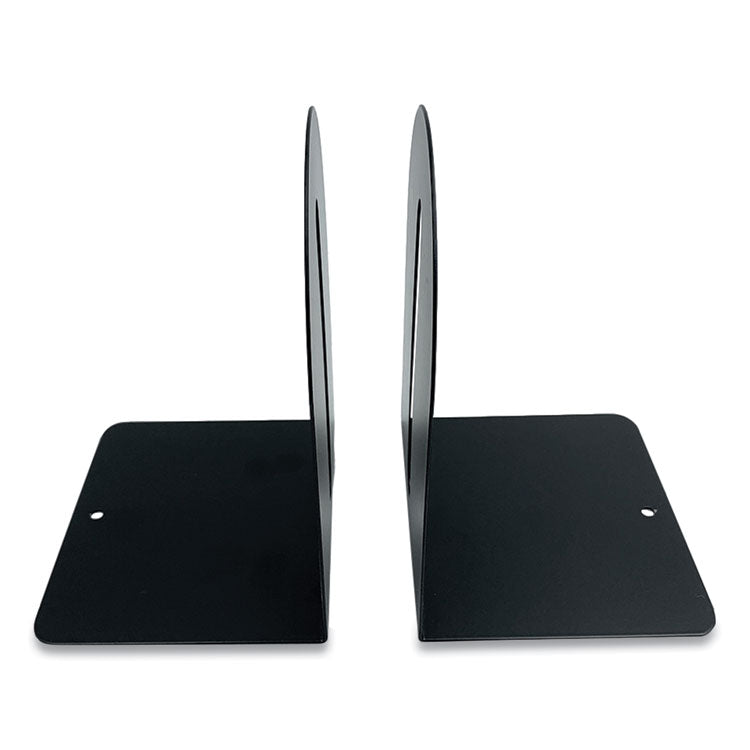 Steel Bookends, Fashion Style, Nonskid, 5.5 x 4.75 x 7.25, Black, 1 Pair