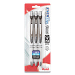 Energel Pearl Gel Pen, Retractable, Medium 0.7 Mm, Black Ink, White/black Barrel, 3/pack