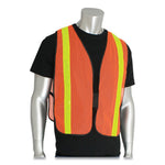Hook and Loop Safety Vest, One Size Fits Most, Hi-Viz Orange with Yellow Prismatic Tape