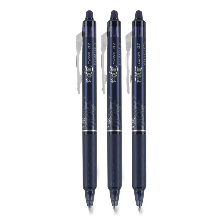 FriXion Clicker Erasable Gel Pen, Retractable, Fine 0.7 mm, Navy Ink, Navy Barrel, 3/Pack
