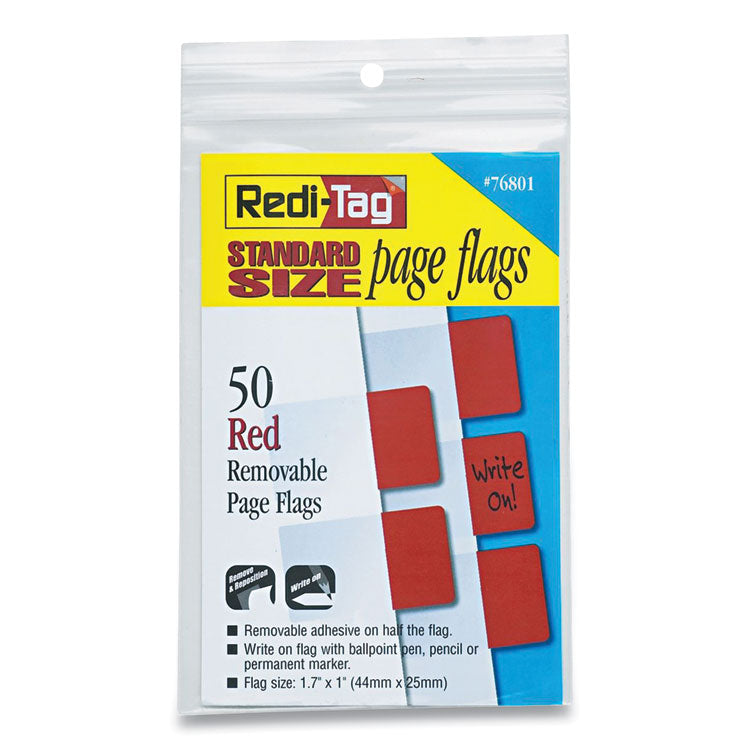 Easy-To-Read Self-Stick Index Tabs, 0.43" Wide, Red, 50/pack