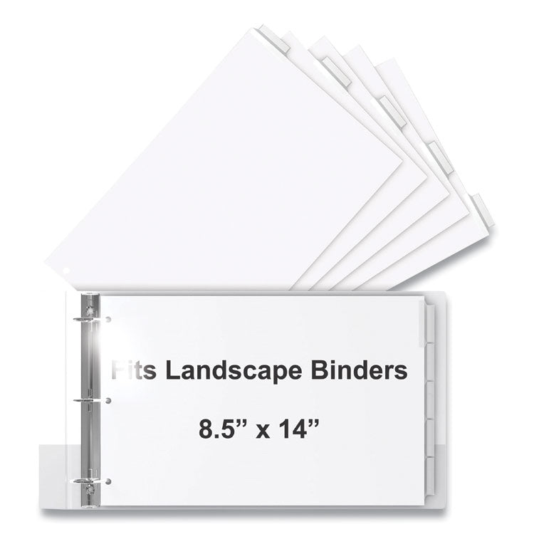 Landscape Orientation Index Dividers, 5-Tab, 14 X 8.5, White, 1 Set