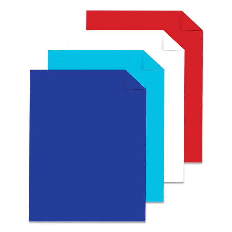 Color Cardstock - "Patriotic" Assortment, 65 lb Cover Weight, 8.5 x 11, Assorted Patriotic Colors, 100/Pack