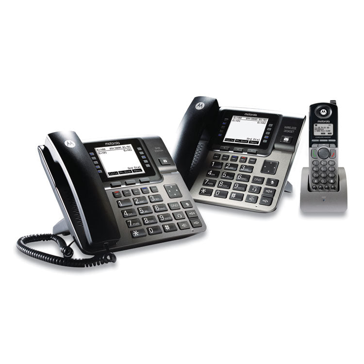 4 line phone system bundle, 1 deskphone, 1 cordless handset