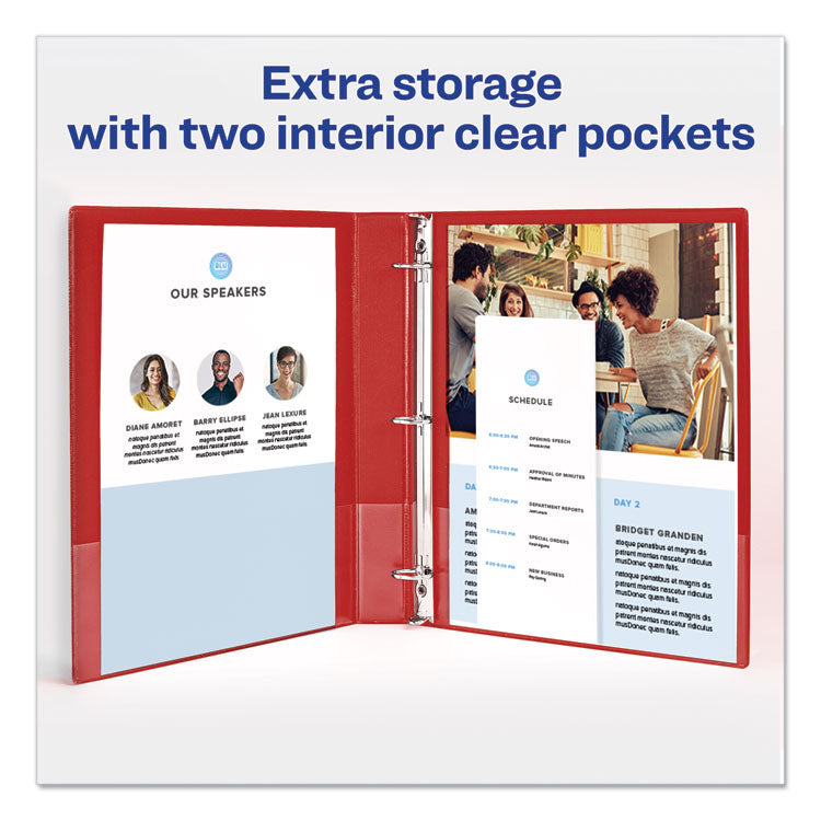 Economy Non-View Binder With Round Rings, 3 Rings, 1" Capacity, 11 X 8.5, Red, (3310)