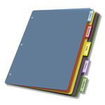 Poly Index Dividers, 5-Tab, 11 X 8.5, Assorted, 4 Sets