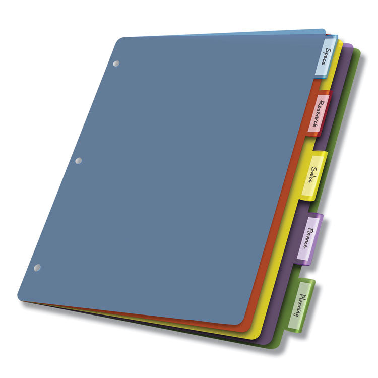 Poly Index Dividers, 5-Tab, 11 X 8.5, Assorted, 4 Sets