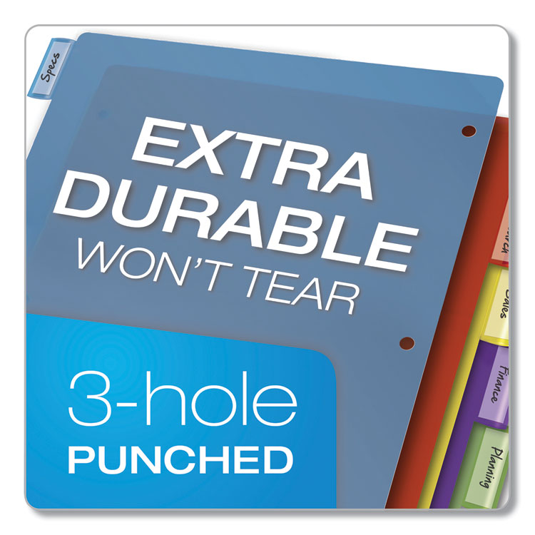 Poly Index Dividers, 5-Tab, 11 X 8.5, Assorted, 4 Sets