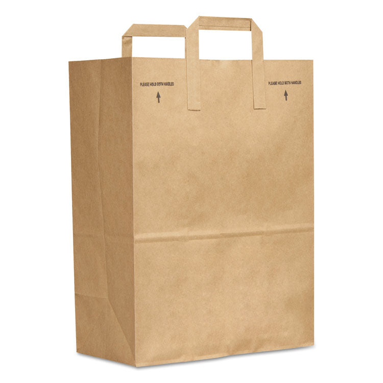 Grocery Paper Bags, 1/6 BBL Size, 70# Basis Weight, Flat Handles, 12" x 7" x 16.25", Kraft, 300/Bundle