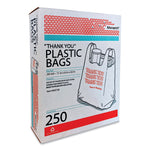 Plastic "Thank You - Have a Nice Day" Shopping Bags, Cut-Out Handles, 11.5" x 6.5" x 22", White/Red, 250/Box