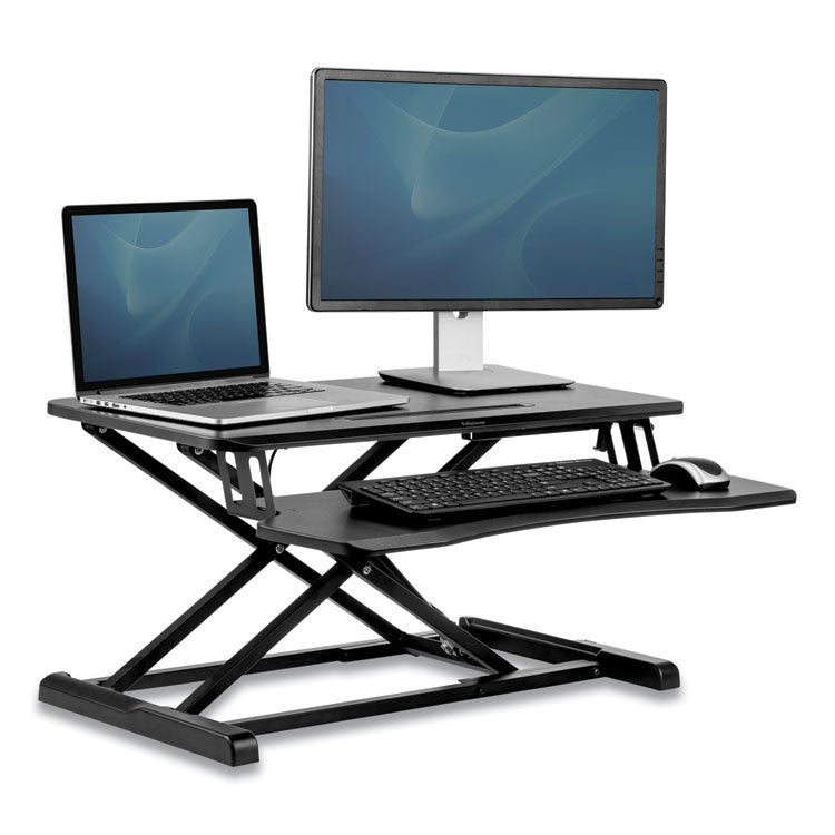 Corsivo Sit-Stand Workstation, 31.5" X 24.25" X 16", Black