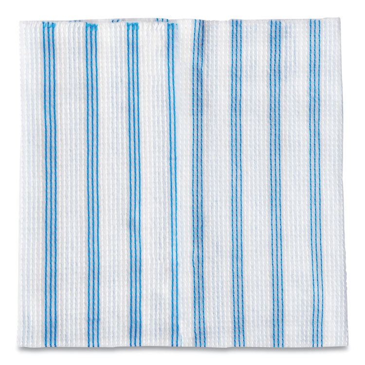 Disposable Microfiber Cleaning Cloths, 12 x 12, White/Blue Stripe, 600/Carton