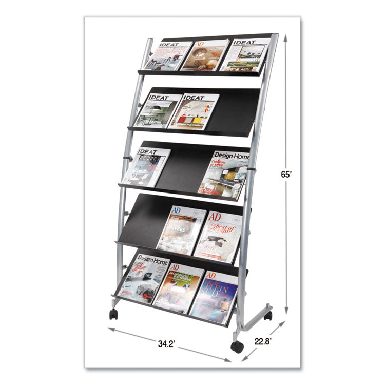 Mobile Literature Display, 32.38w X 20.13d X 65.38h, Silver Gray/black
