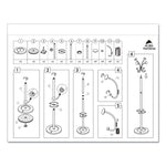 Viena Coat Stand, Eight Knobs, Steel, 16w x 16d x 70.6h, Black