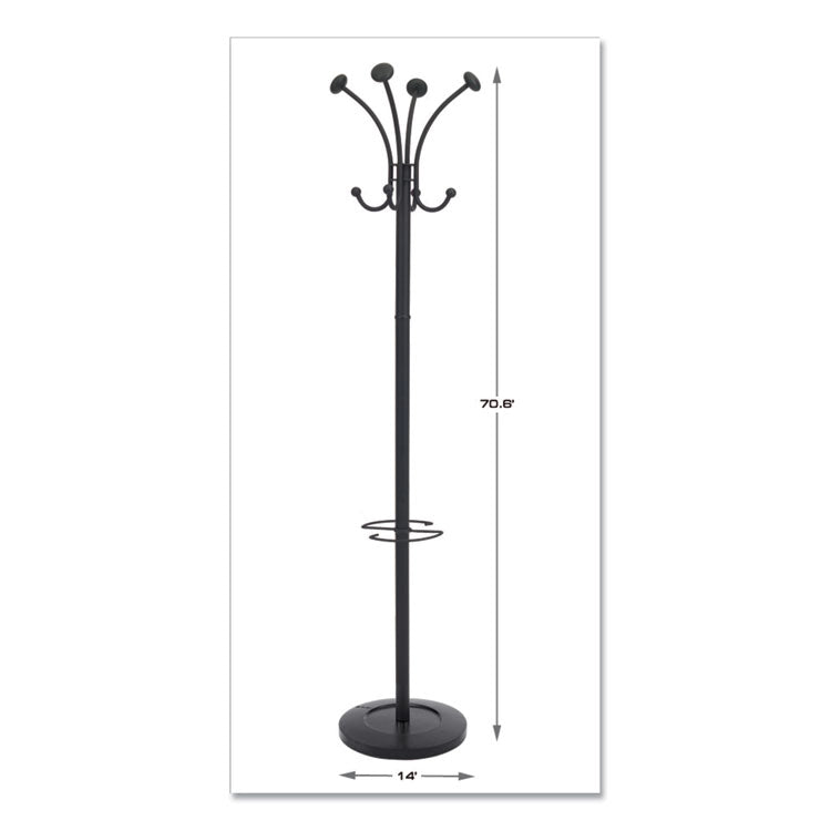 Viena Coat Stand, Eight Knobs, Steel, 16w x 16d x 70.6h, Black