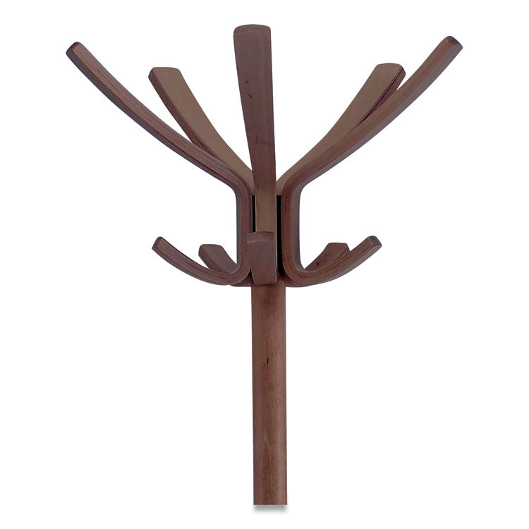 Cafe Wood Coat Stand, Ten Peg/five Hook, 21.67w X 21.67d X 69.33h, Espresso Brown