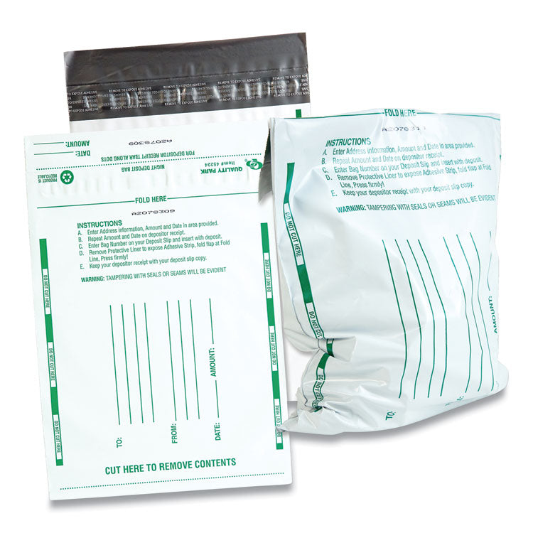 Poly Night Deposit Bags With Tear-Off Receipt, 8.5 X 10.5, White, 100/pack