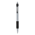 Z-Grip Metal Ballpoint Pen, Retractable, Medium 1 mm, Black Ink, Silver/Black Barrel, 12/Pack