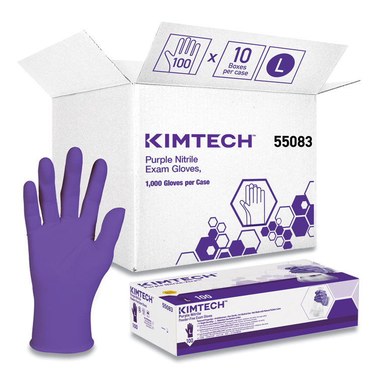 PURPLE NITRILE Exam Gloves, Powder-Free, Large, 6 mil Thick, 9.5" Long, Purple, 100/Box, 10 Boxes/Carton