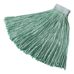 Non-Launderable Cotton/synthetic Cut-End Wet Mop Heads, 24 Oz, Green, 5" White Headband