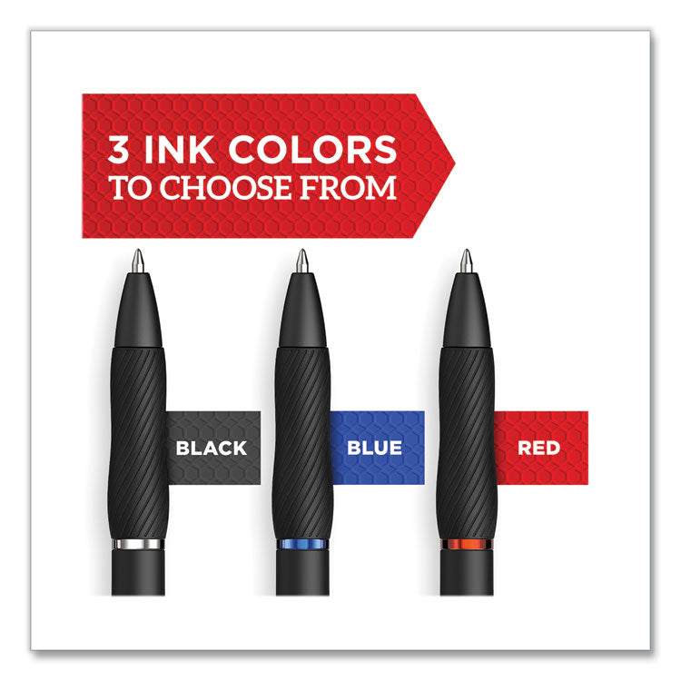 S-GEL HIGH-PERFORMANCE GEL PEN, RETRACTABLE, FINE 0.5 MM, BLACK INK, BLACK BARREL, 4/PACK