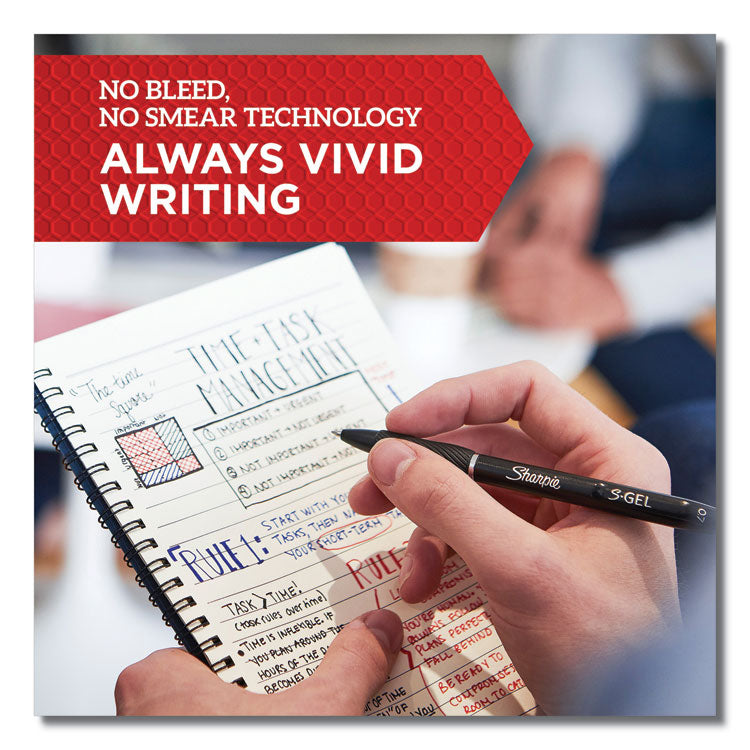 S-Gel High-Performance Gel Pen, Retractable, Medium 0.7 Mm, Blue Ink, Black Barrel, 4/pack