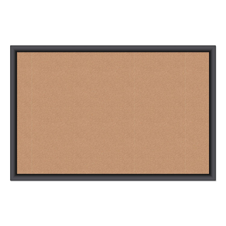 Cork Bulletin Board, 36" x 24" (Actual Size: 35" x 23"), Tan Surface, Black Wood Frame
