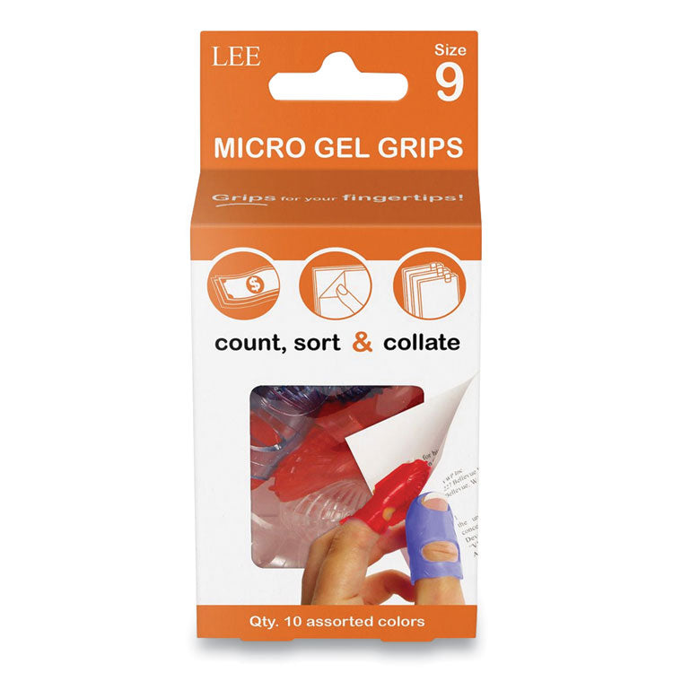 Tippi Micro-Gel Fingertip Grips, Size 9, Large, Assorted, 10/pack