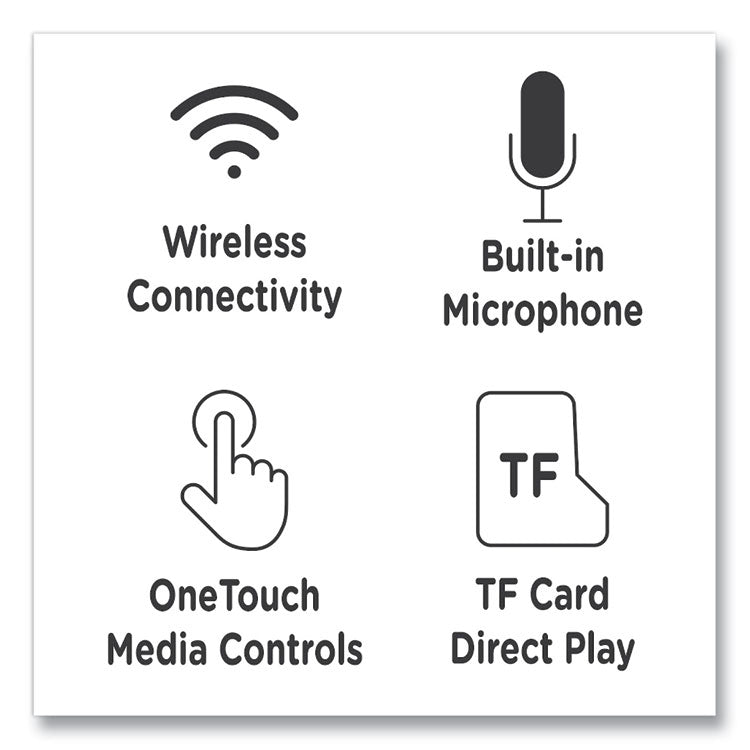 TREMORS Stereo Wireless Headphones with Microphone, 3 ft Cord, Black