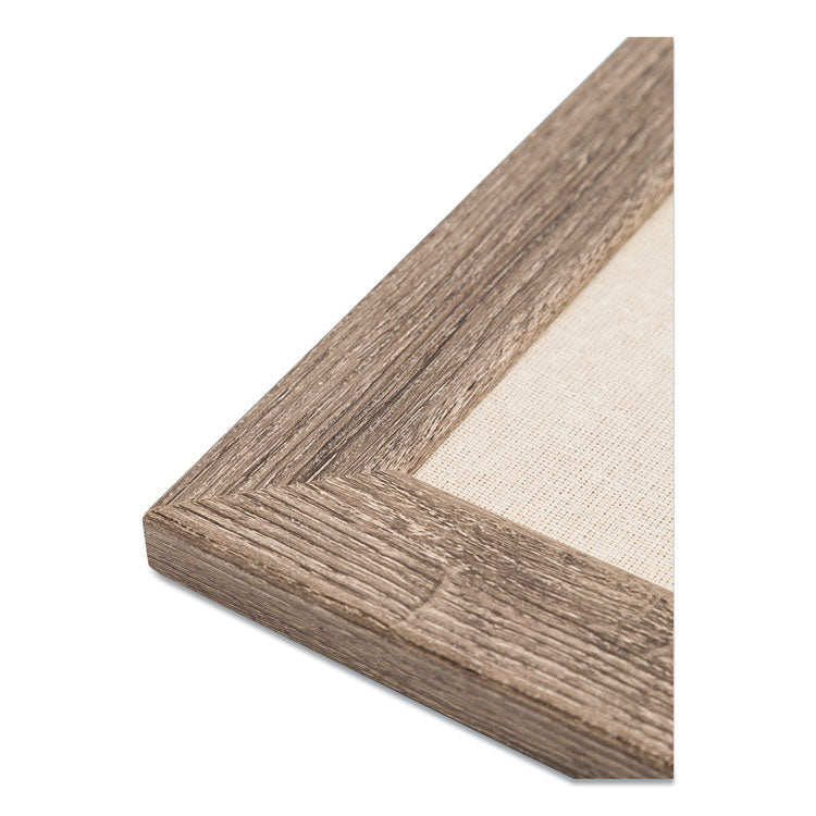 Linen Bulletin Board with Rustic Frame, 36" x 24" (Actual Size: 35" x 23"), Beige Surface, Brown Wood Frame