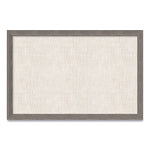 Linen Bulletin Board with Rustic Frame, 36" x 24" (Actual Size: 35" x 23"), Beige Surface, Brown Wood Frame