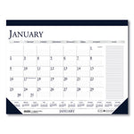Recycled Two-Color Monthly Desk Pad Calendar with Notes Section, 22 x 17, Blue Binding/Corners, 12-Month (Jan-Dec): 2025