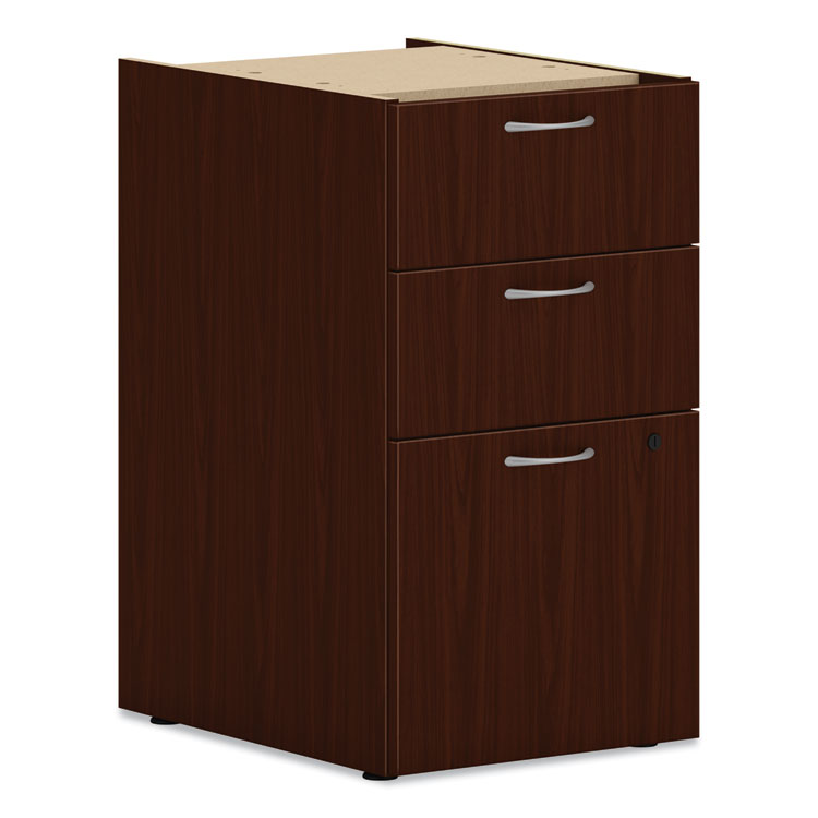 Mod Support Pedestal, Left Or Right, 3-Drawers: Box/box/file, Legal/letter, Traditional Mahogany, 15" X 20" X 28"