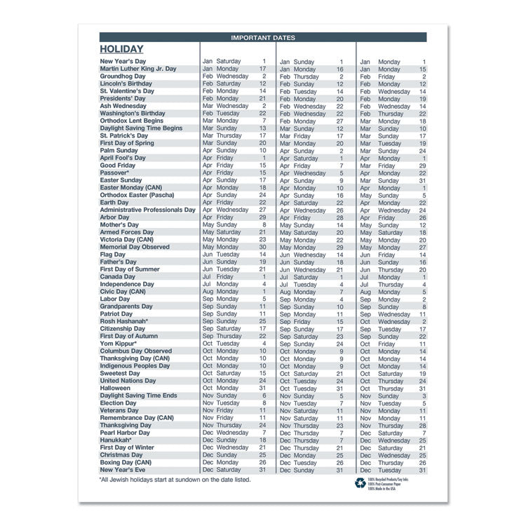 Recycled Ruled 14-Month Planner with Leatherette Cover, 11 x 8.5, Black Cover, 14-Month: Dec 2024 to Jan 2026