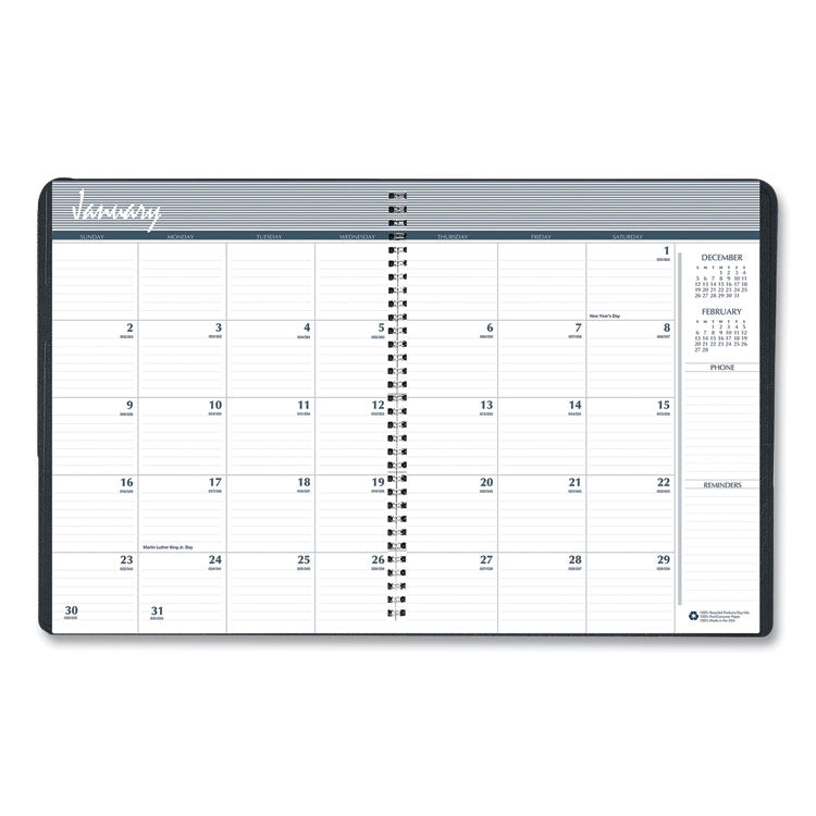 14-Month Recycled Ruled Monthly Planner, 11 x 8.5, Black Cover, 14-Month: Dec 2024 to Jan 2026