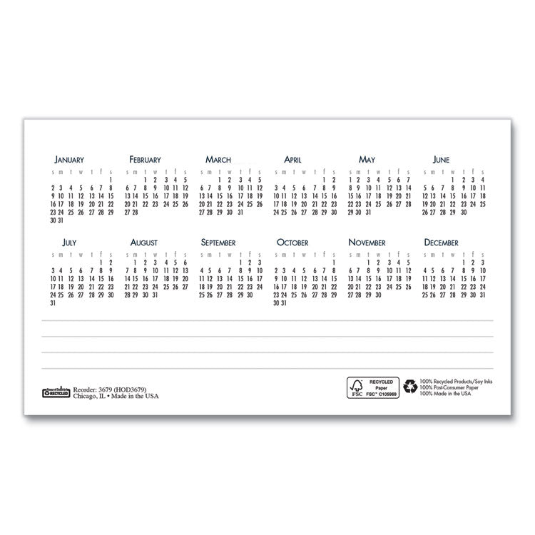 Bar Harbor Recycled Desk Tent Monthly Calendar, 7 x 4.25, White/Blue Sheets, 12-Month (Jan to Dec): 2025