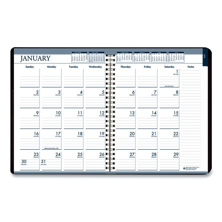 Recycled Wirebound Weekly/Monthly Planner, 11 x 8.5, Black Cover, 12-Month (Jan to Dec): 2025