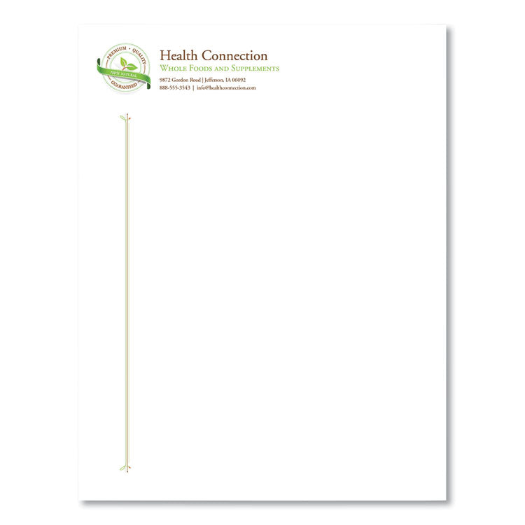 25% Cotton Business Paper, 95 Bright, 20 lb Bond Weight, 8.5 x 11, White, 500 Sheets/Ream