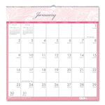 Recycled Monthly Wall Calendar, Breast Cancer Awareness Artwork, 12 x 12, White/Pink/Gray Sheets, 12-Month (Jan-Dec): 2025