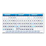 Recycled Three-Month Format Wall Calendar, Horizontal Orientation, 17 x 8, White Sheets, 14-Month: Dec 2024 to Jan 2026