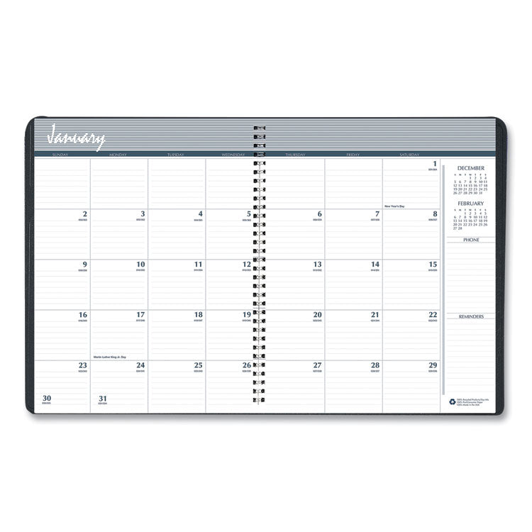 Monthly Hard Cover Two-Year Planner, 11 x 8.5, Black Cover, 24-Month: Jan 2025 to Dec 2026