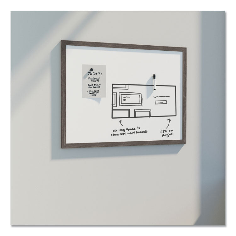 Magnetic Dry Erase Board with Rustic Frame, 36" x 24" (Actual Size: 35" x 23"), White Surface, Brown Wood Frame