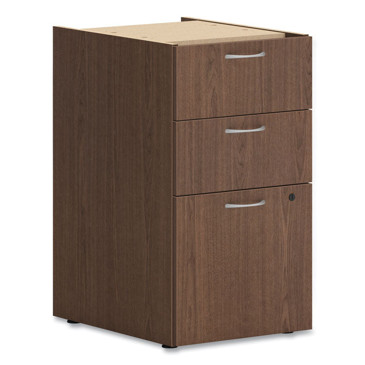 Mod Support Pedestal, Left Or Right, 3-Drawers: Box/box/file, Legal/letter, Sepia Walnut, 15" X 20" X 28"